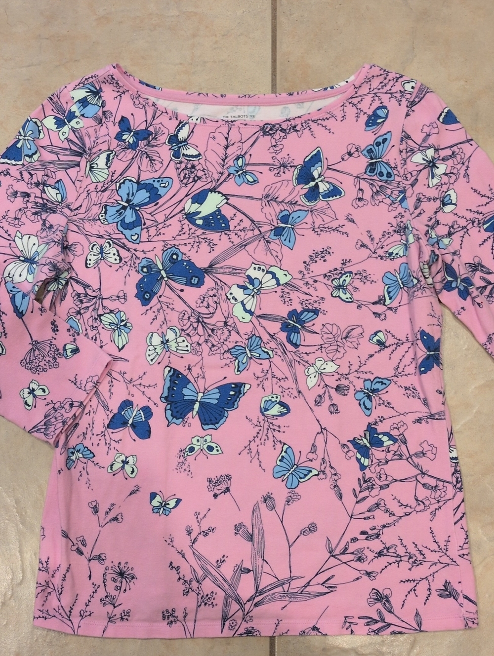 Talbots The Talbots Tee Lavender Butterfly Print Size Medium